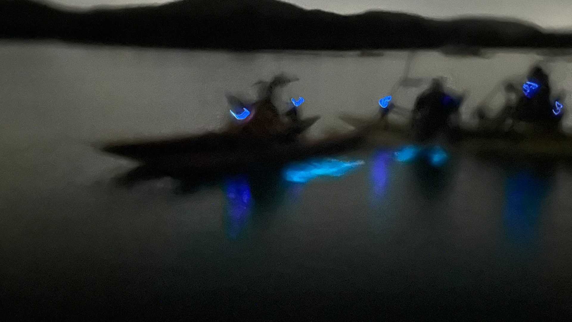 a group of people performing on stage in front of a body of water